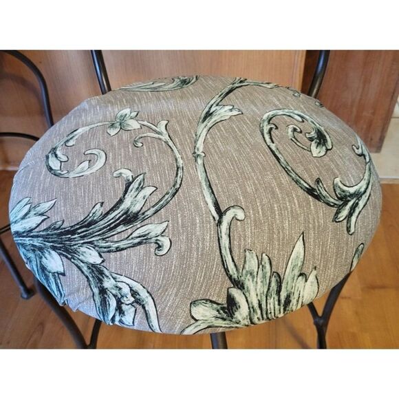 NEW Bar stool round fabric chair seat covers SET OF FOUR stretchy floral NIP - Picture 2 of 6